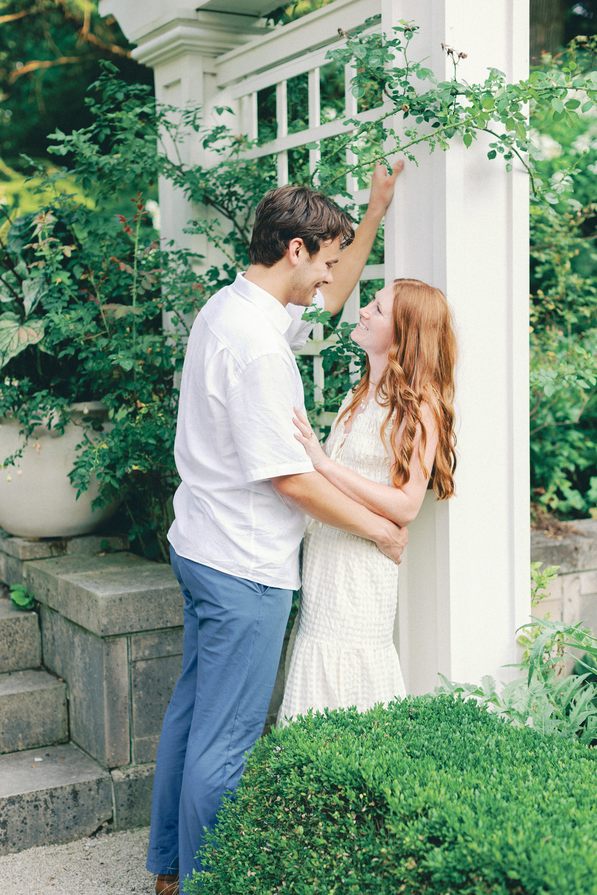  couple leaning on Garden Terrace