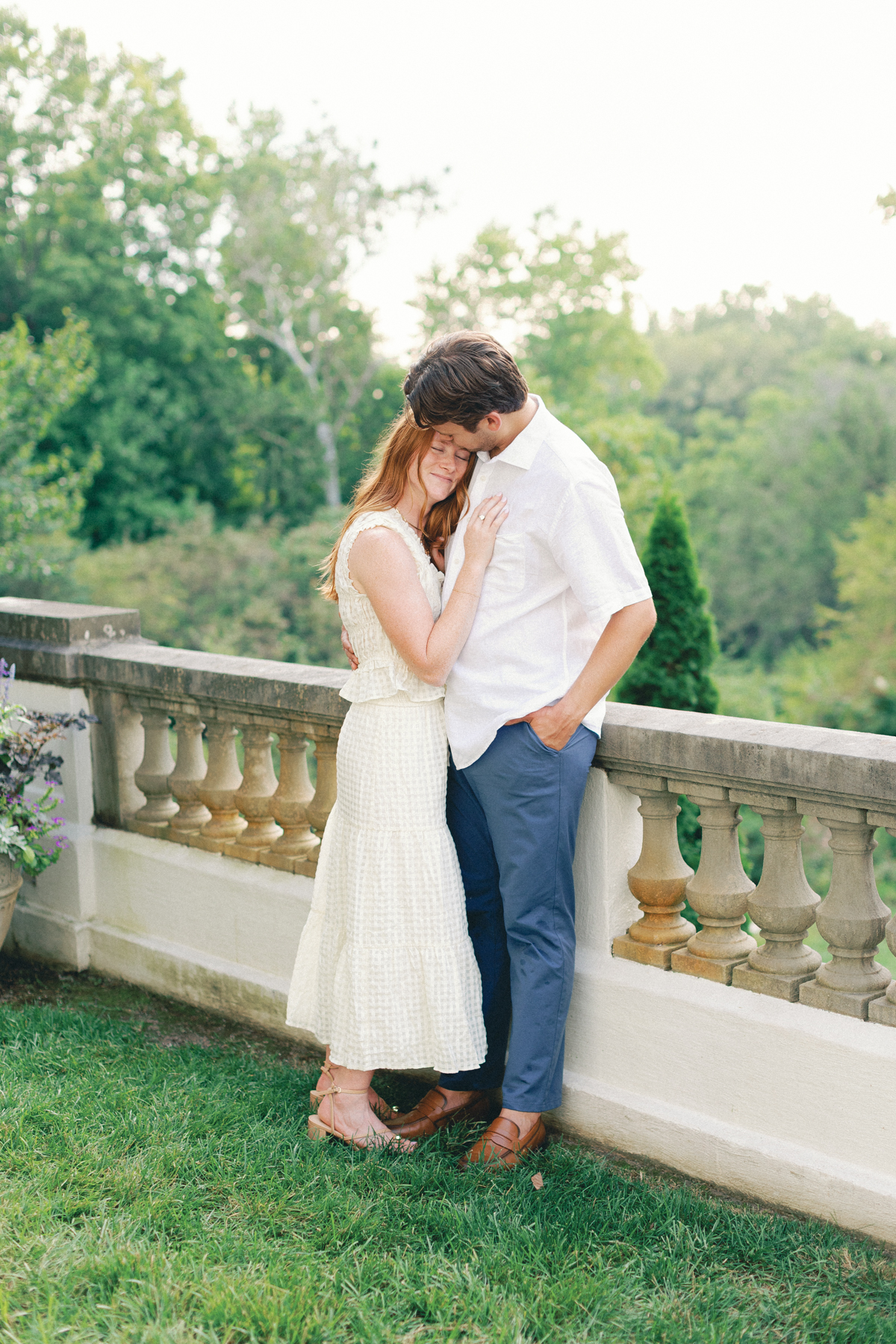  couple snuggled on terrace