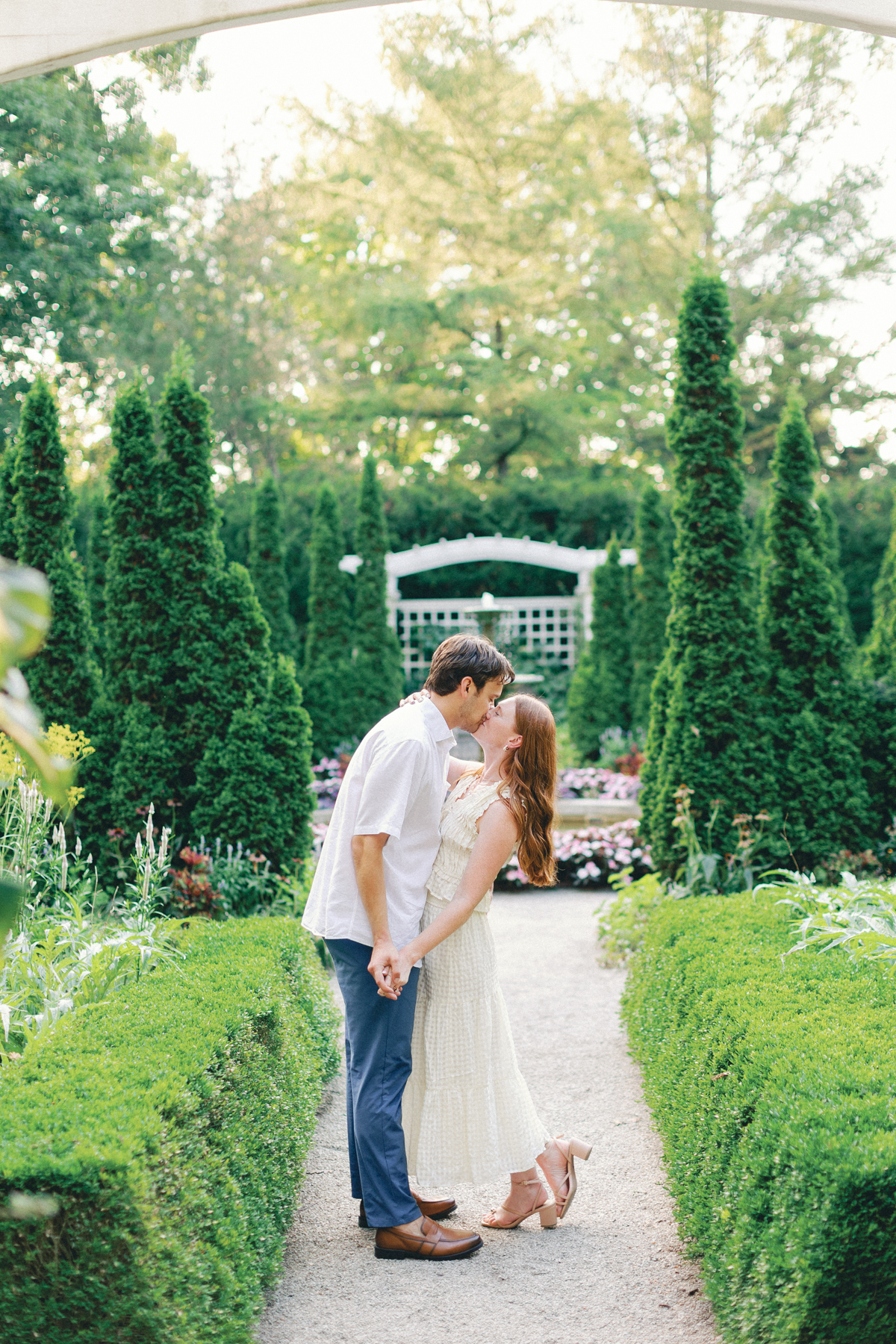 Couple kissing in the garden