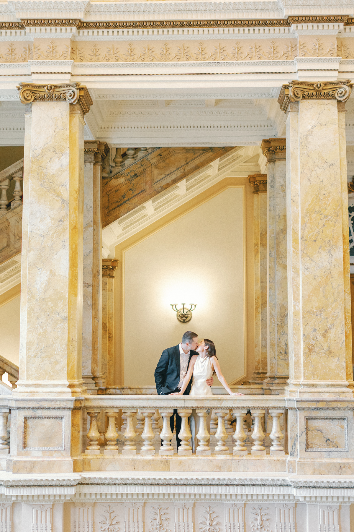 Couple in library snuggling