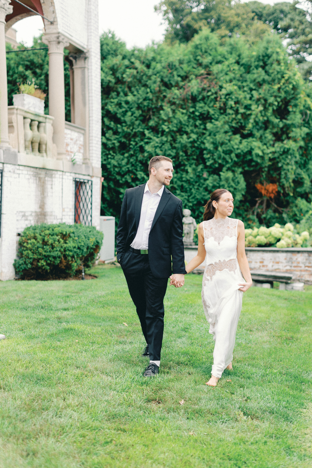 Couple walking in the gardens