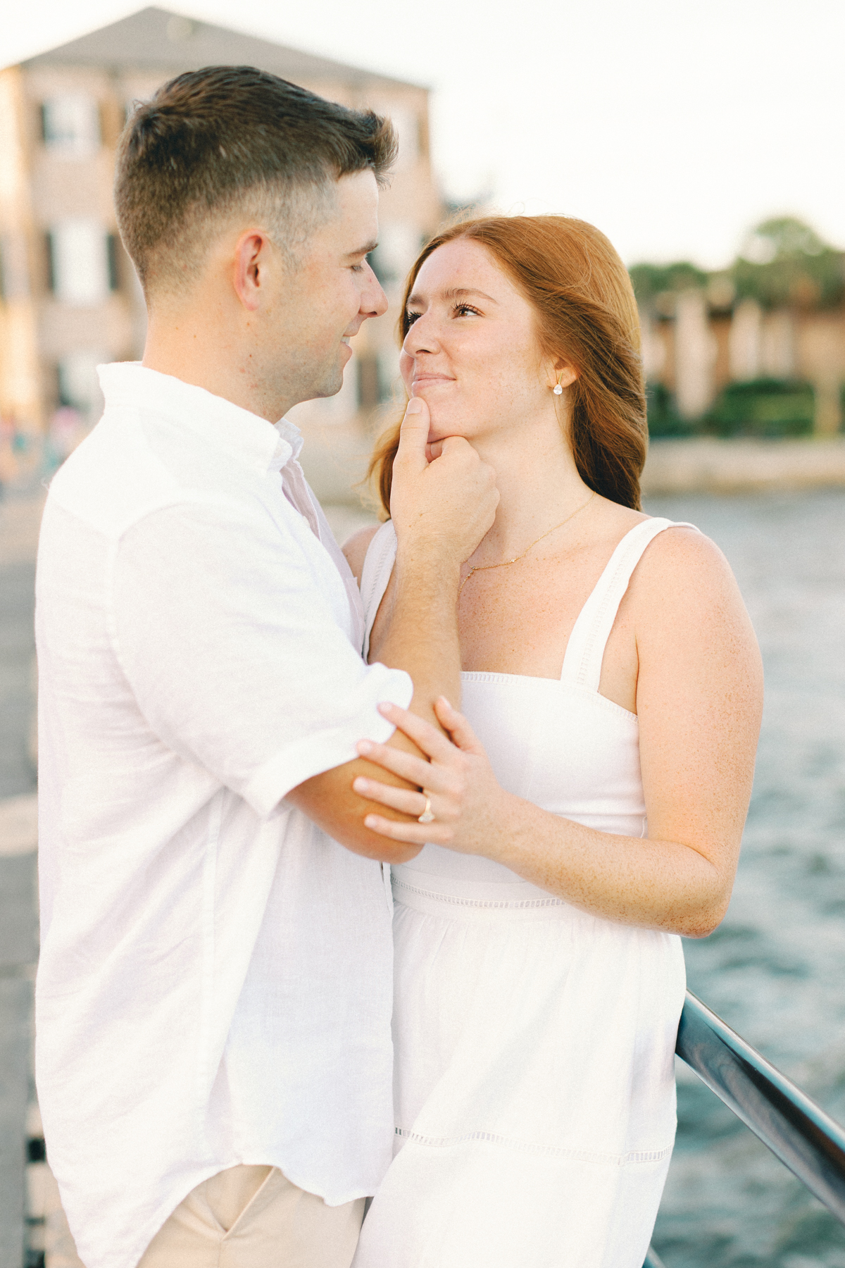 Couple almost kissing