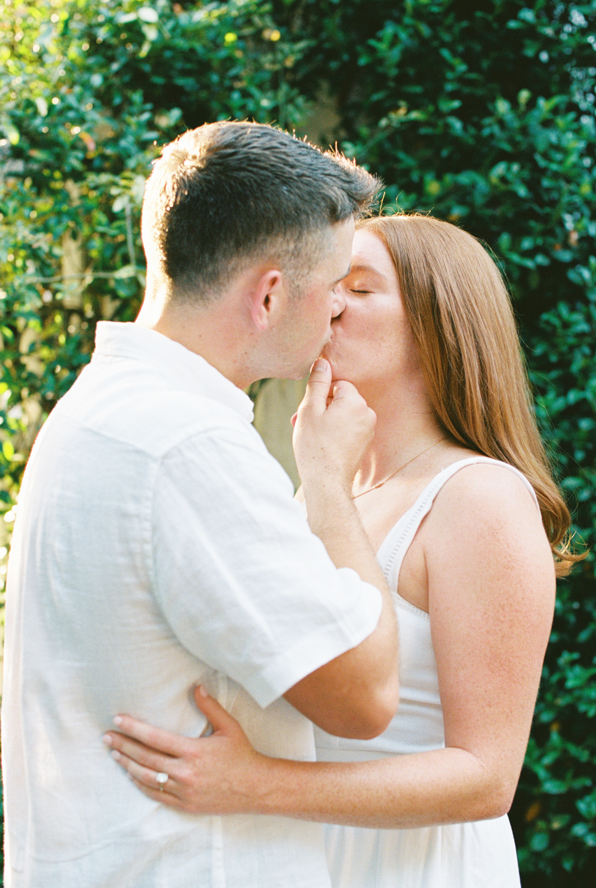 Couple kissing up close