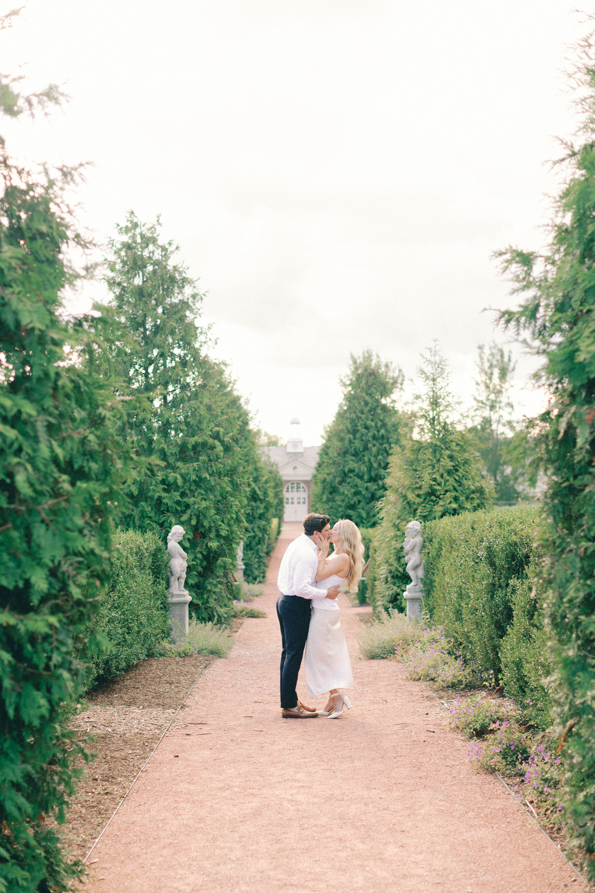 Couple surrounded by garden