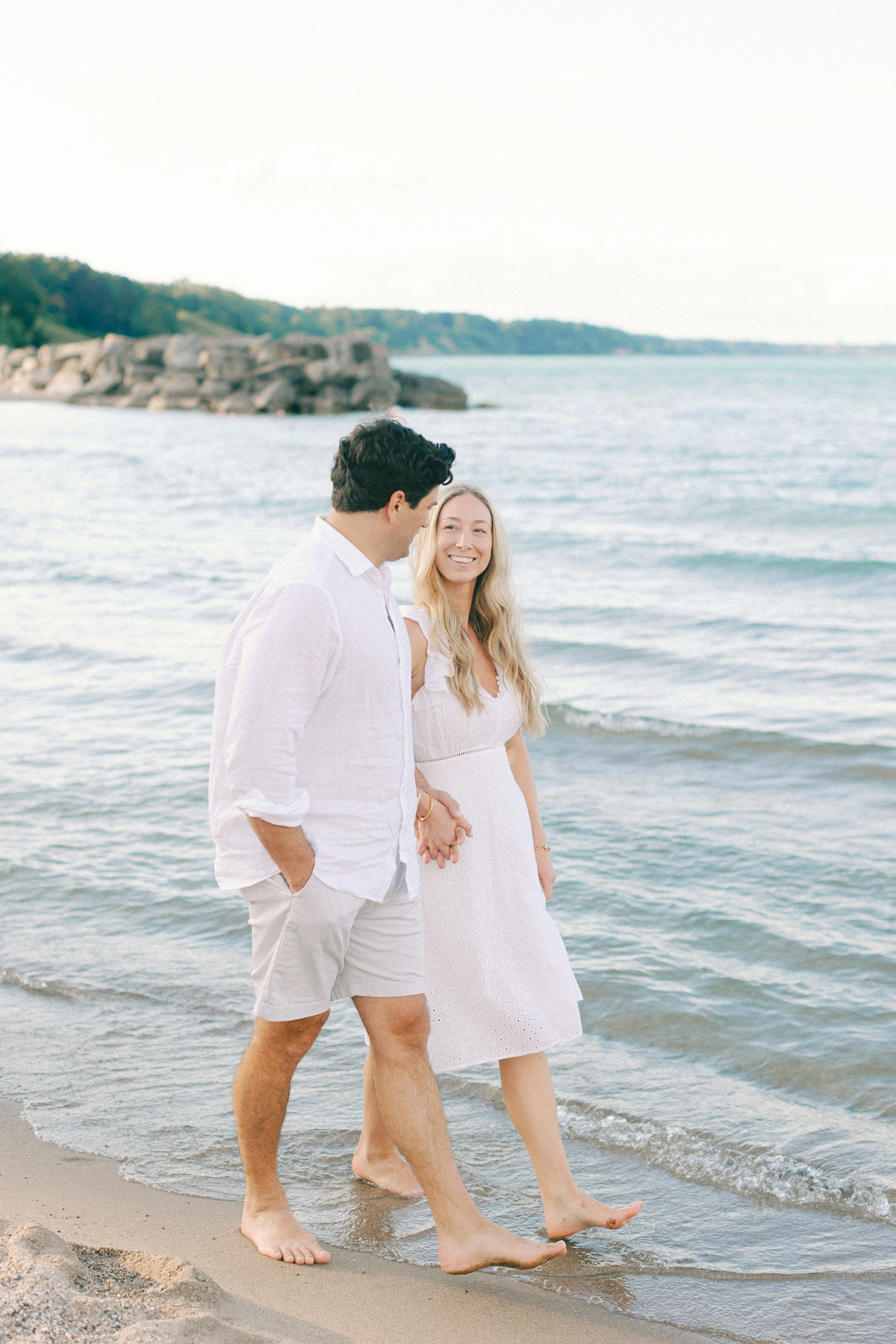 Couple walking beach