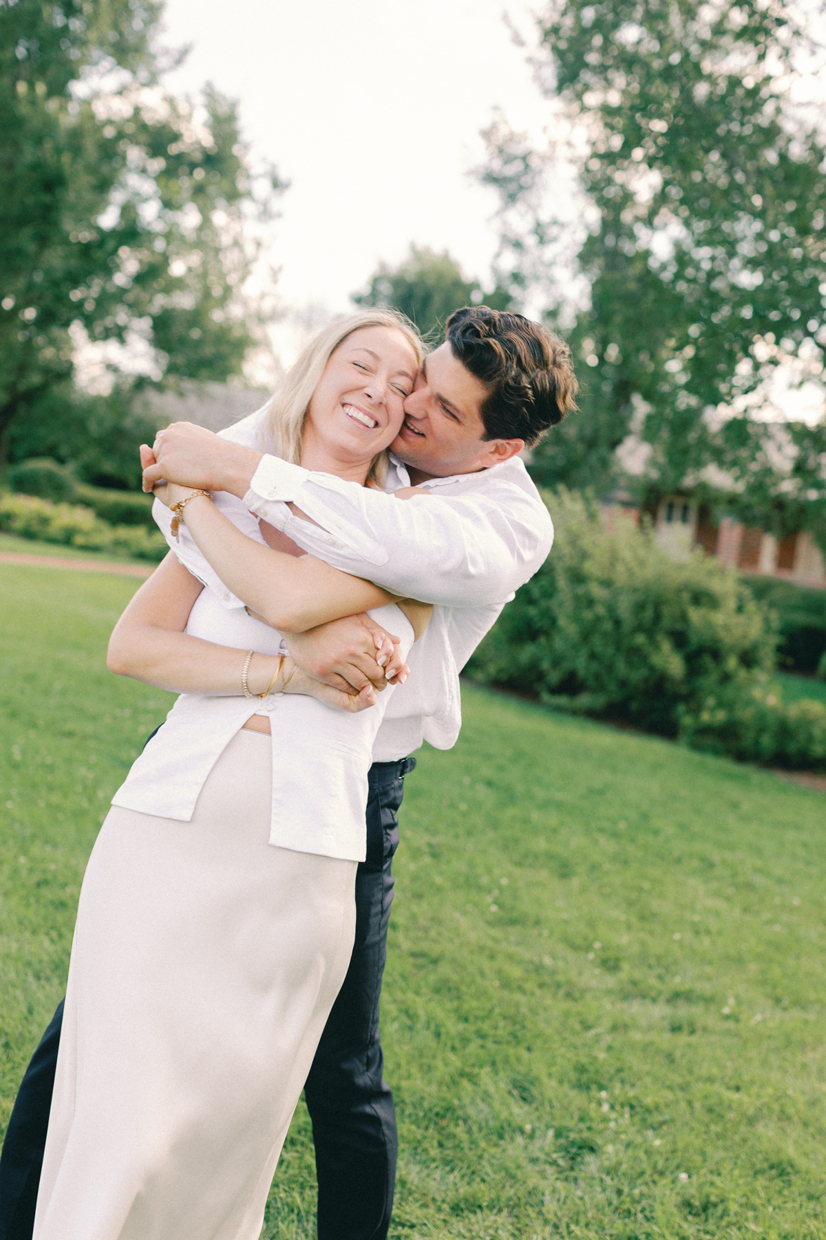couple snuggling and laughing