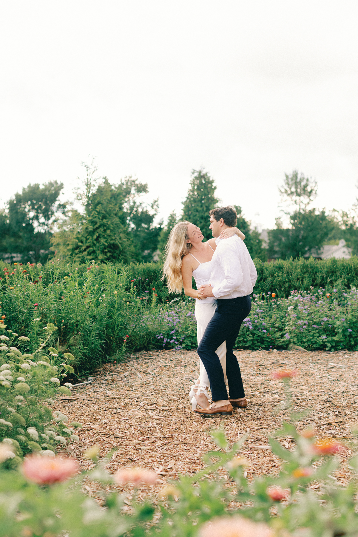 Couple dancing in garden