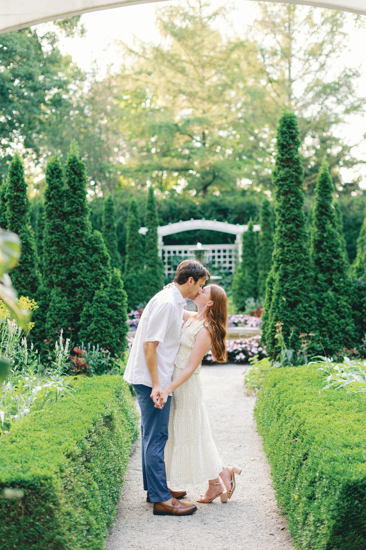 Couple in garden kissing