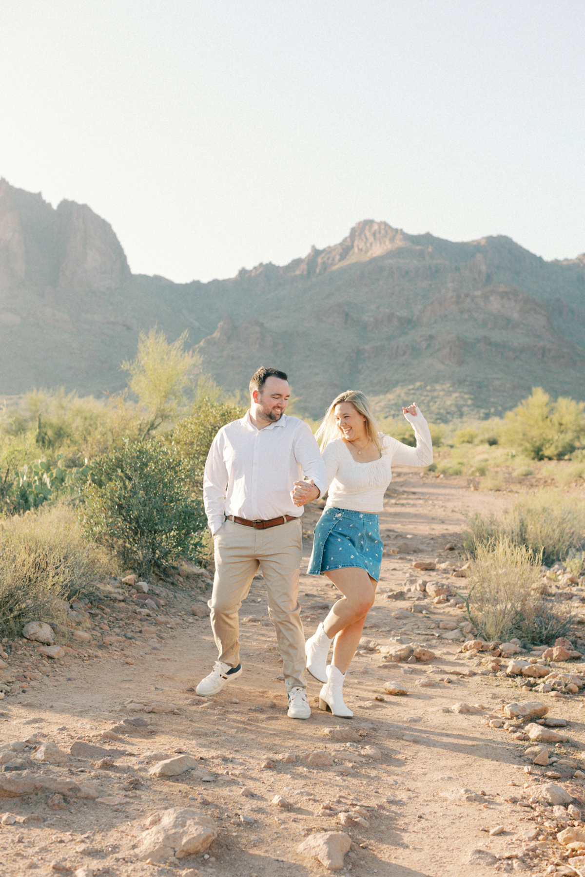 Couple in the desert walking
