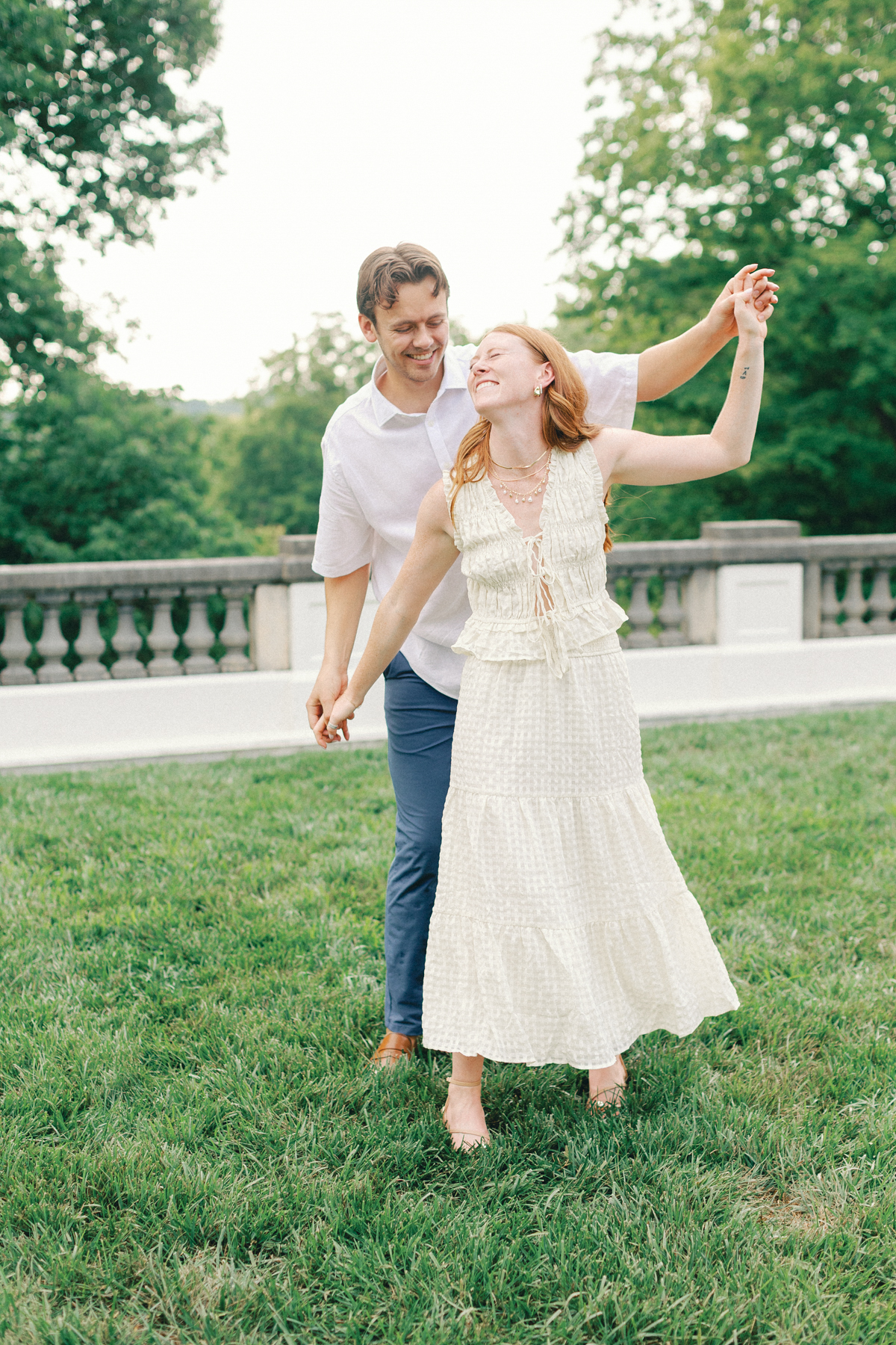 Couple walking in the garden
