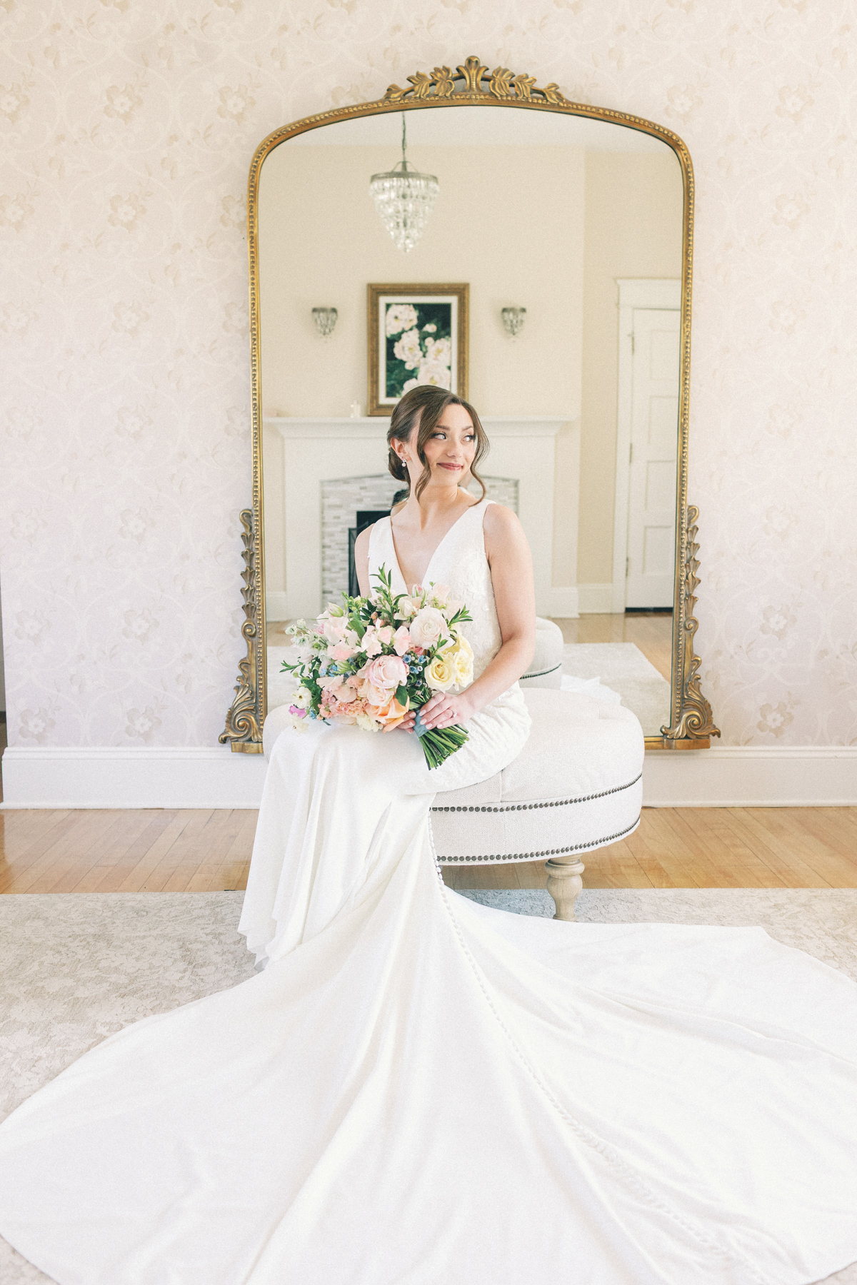 Bridal portrait sitting down