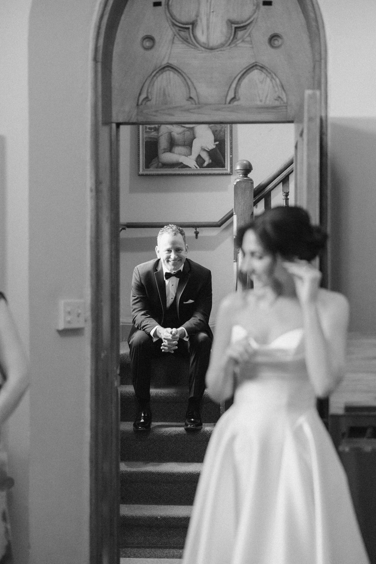 Dad watching daughter