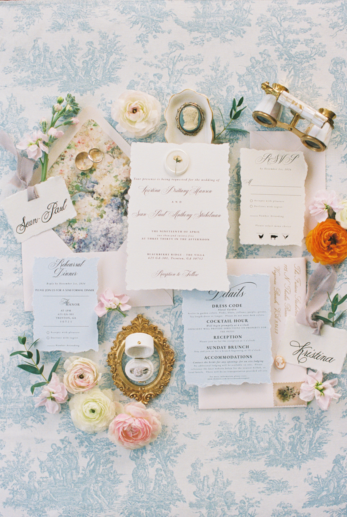 Invitation suite, blue blush