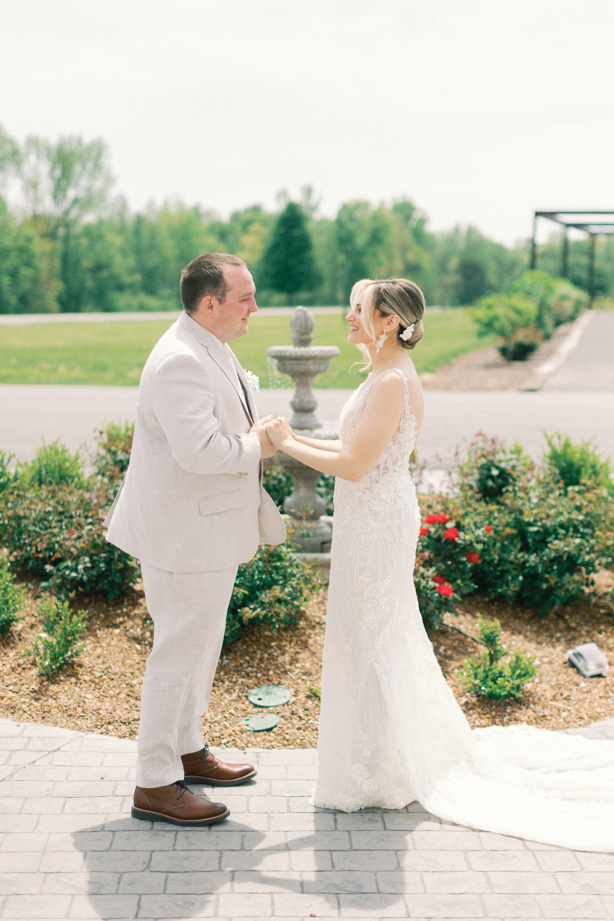 Bride and groom, first look