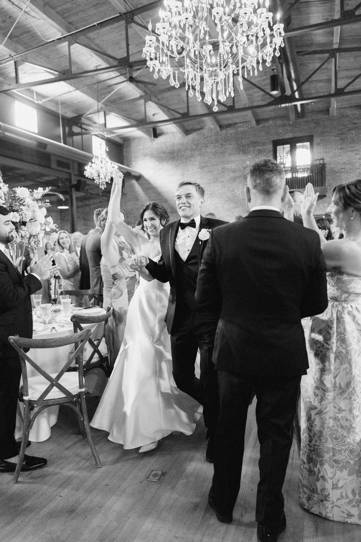 Bride and (groom) entrance black-and-white