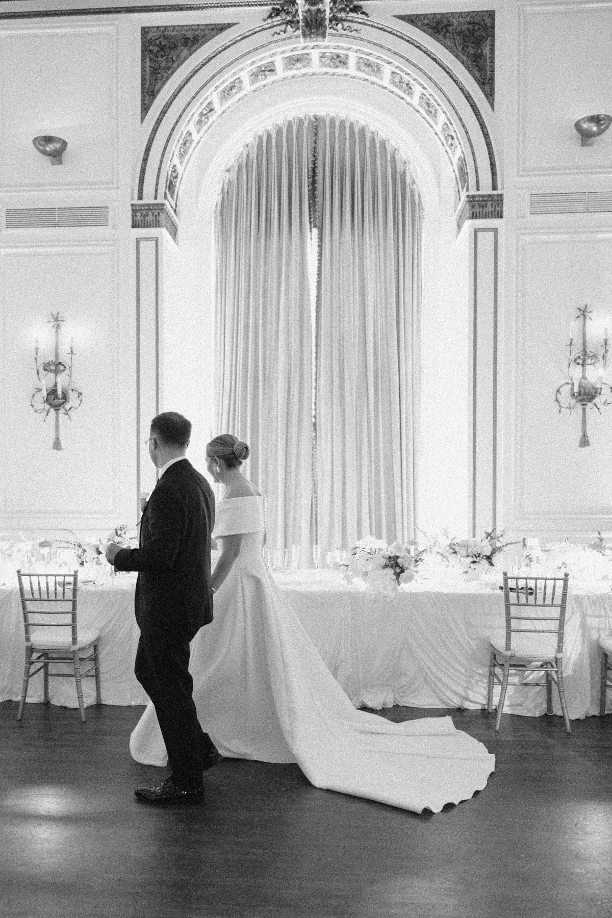 Bride and groom reception first look