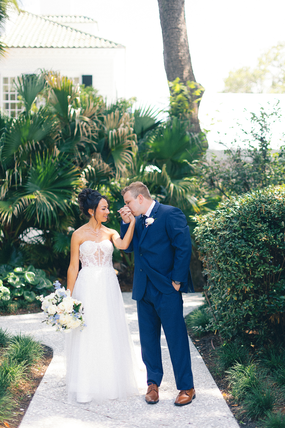 bride and groom kissing