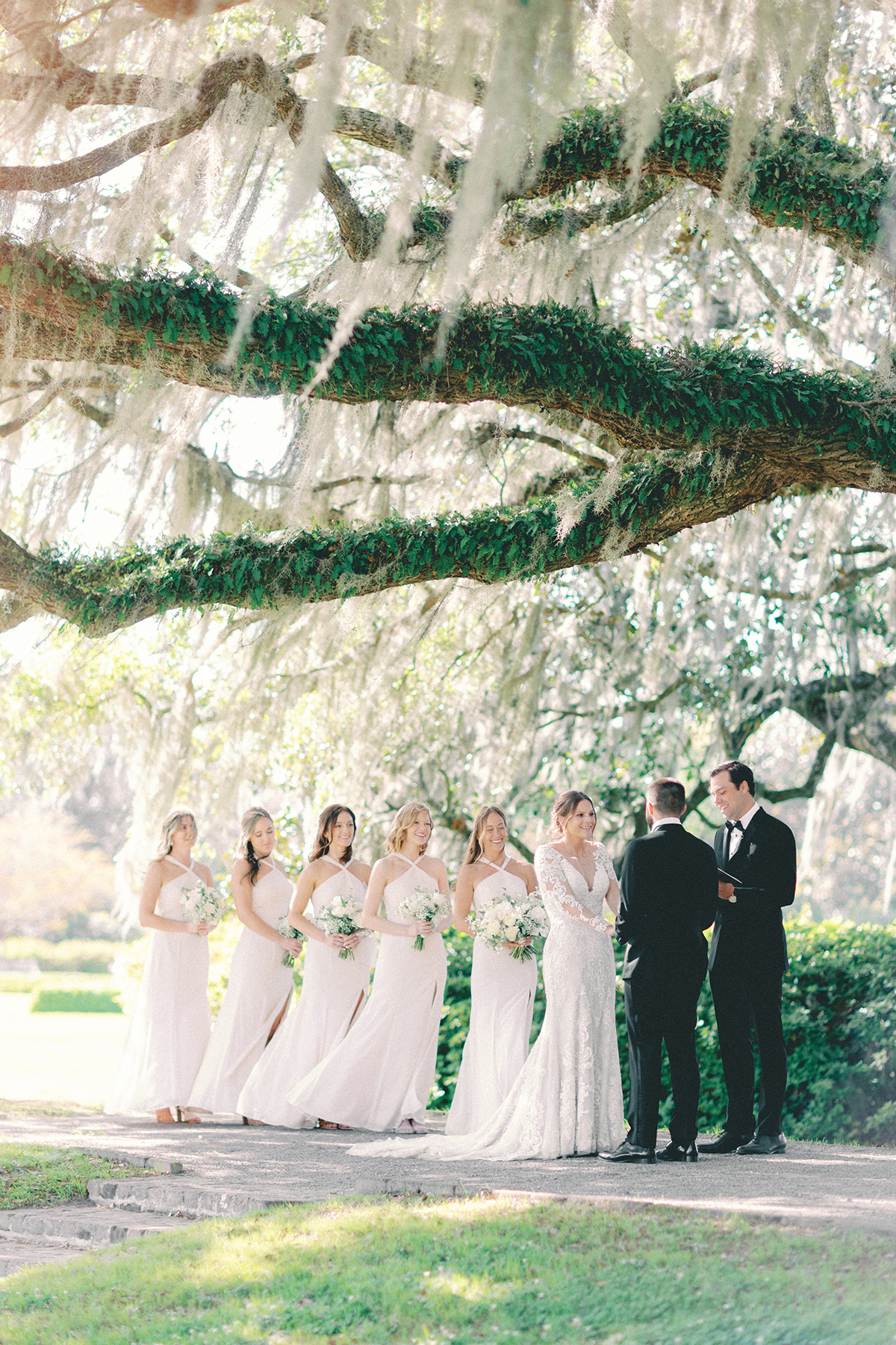 Ceremony under oak tree