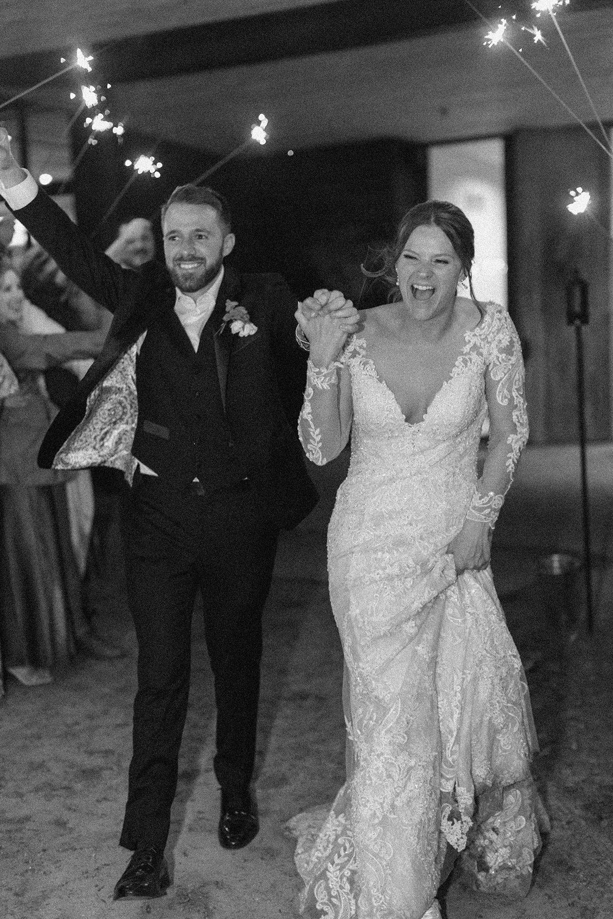 Couple sparkler exit