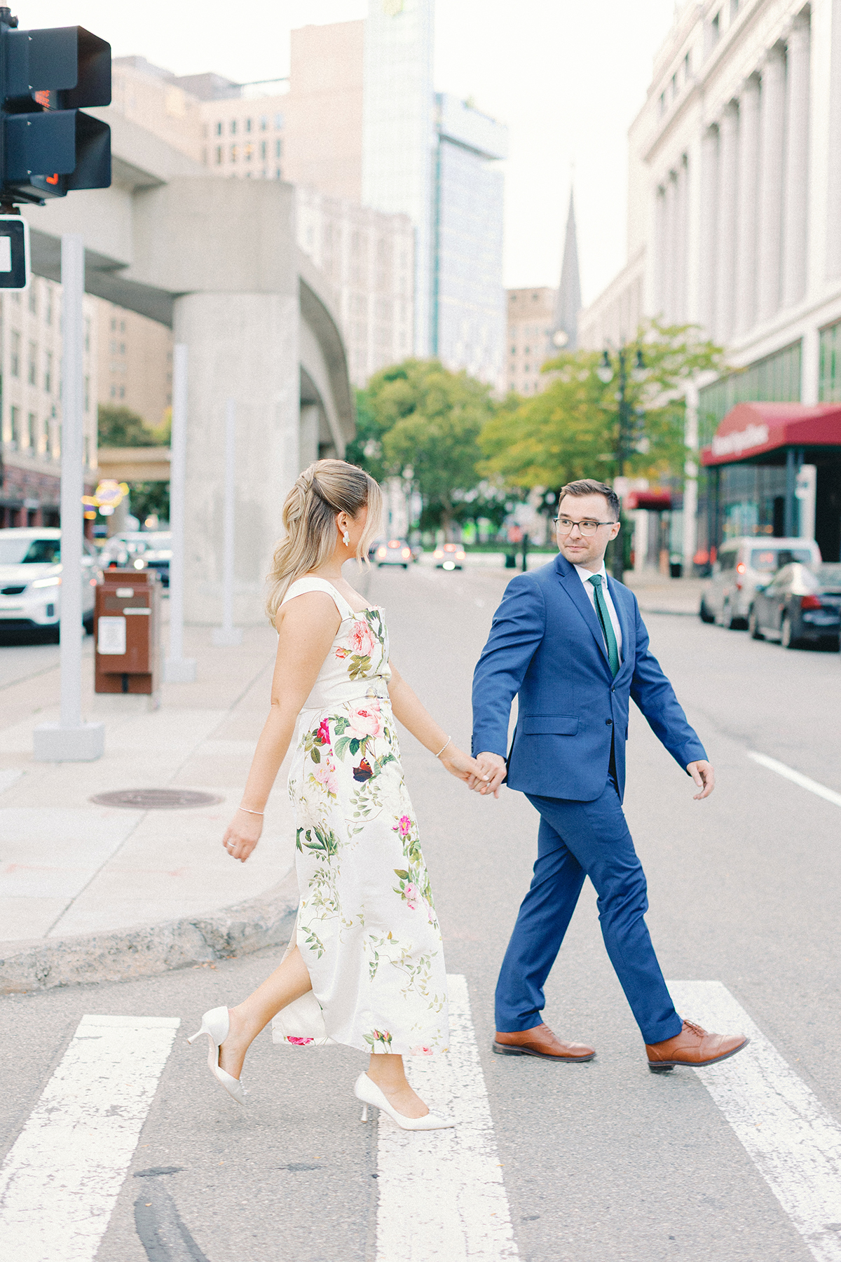 rehearsal dinner portrait walking streets