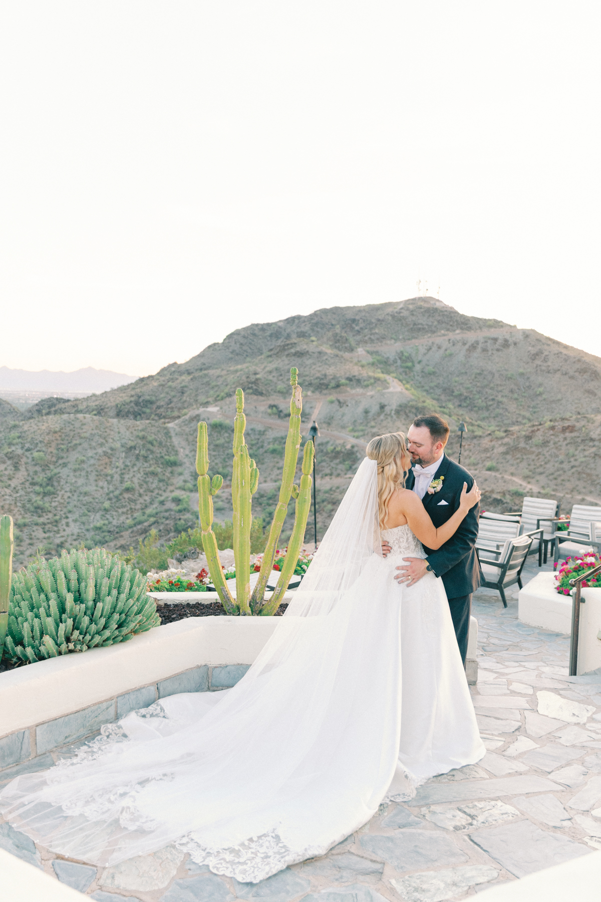 Bride and groom, kissing