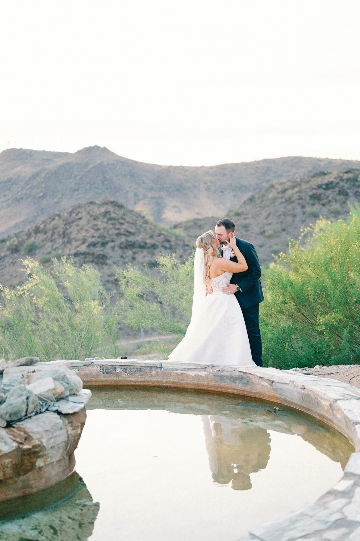 Bride and groom, kissing