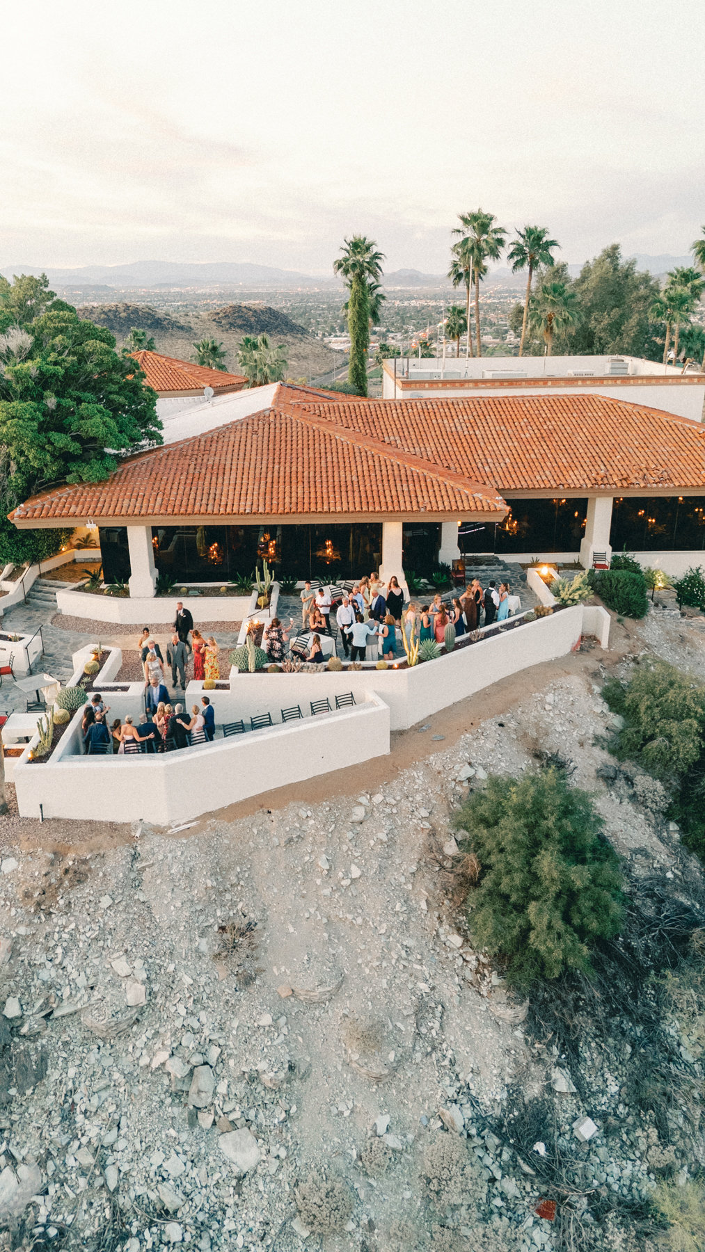 Cocktail hour drone shot