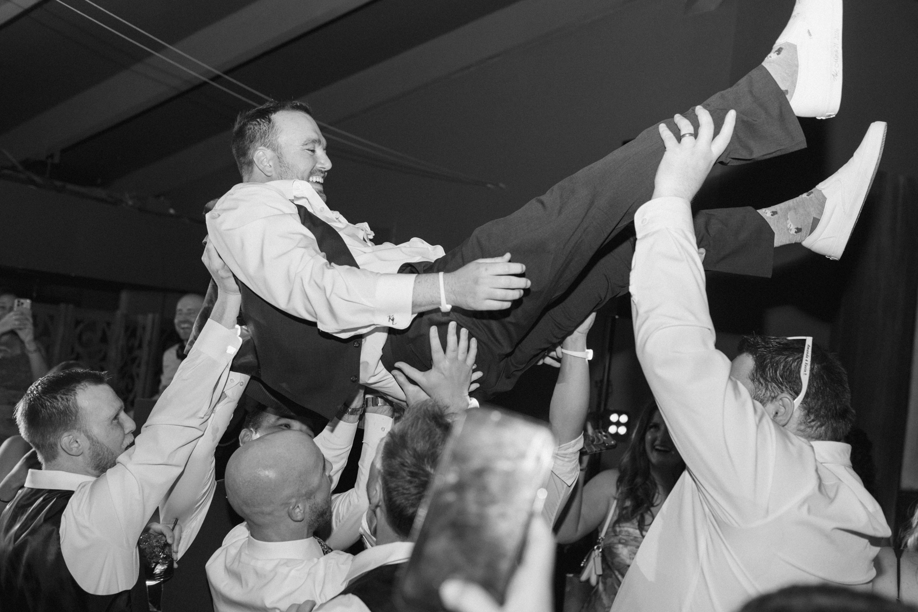 people dancing (groom) on crowd surfing