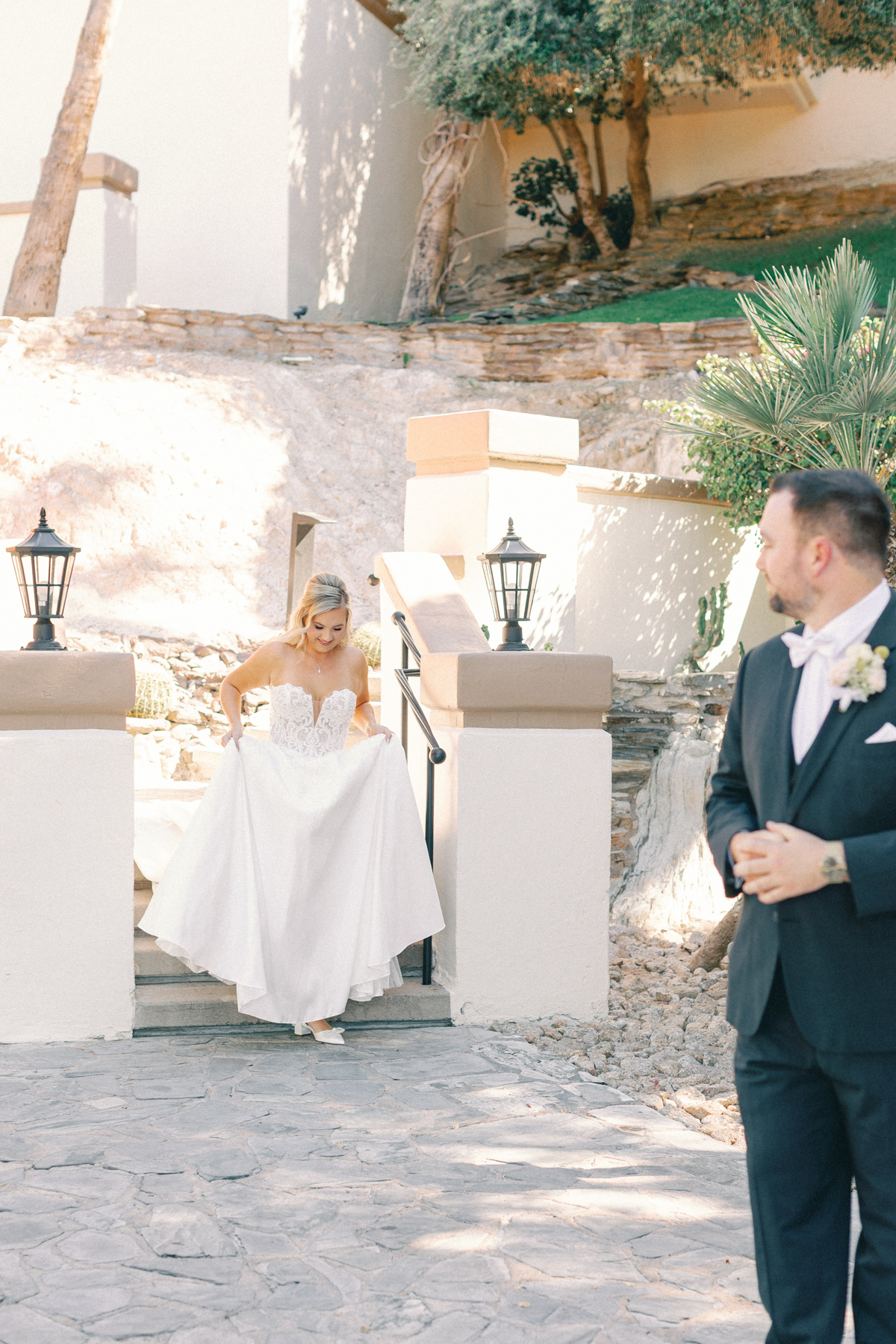 Bride walking to first look