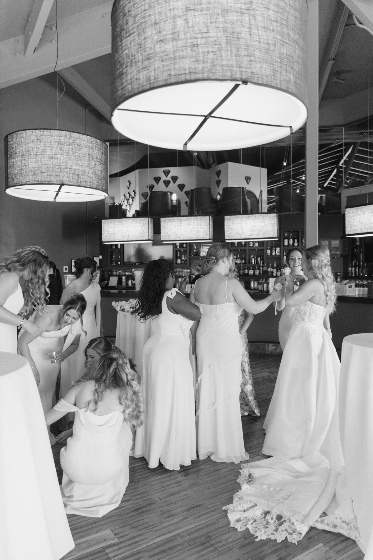 Bridesmaids mingling