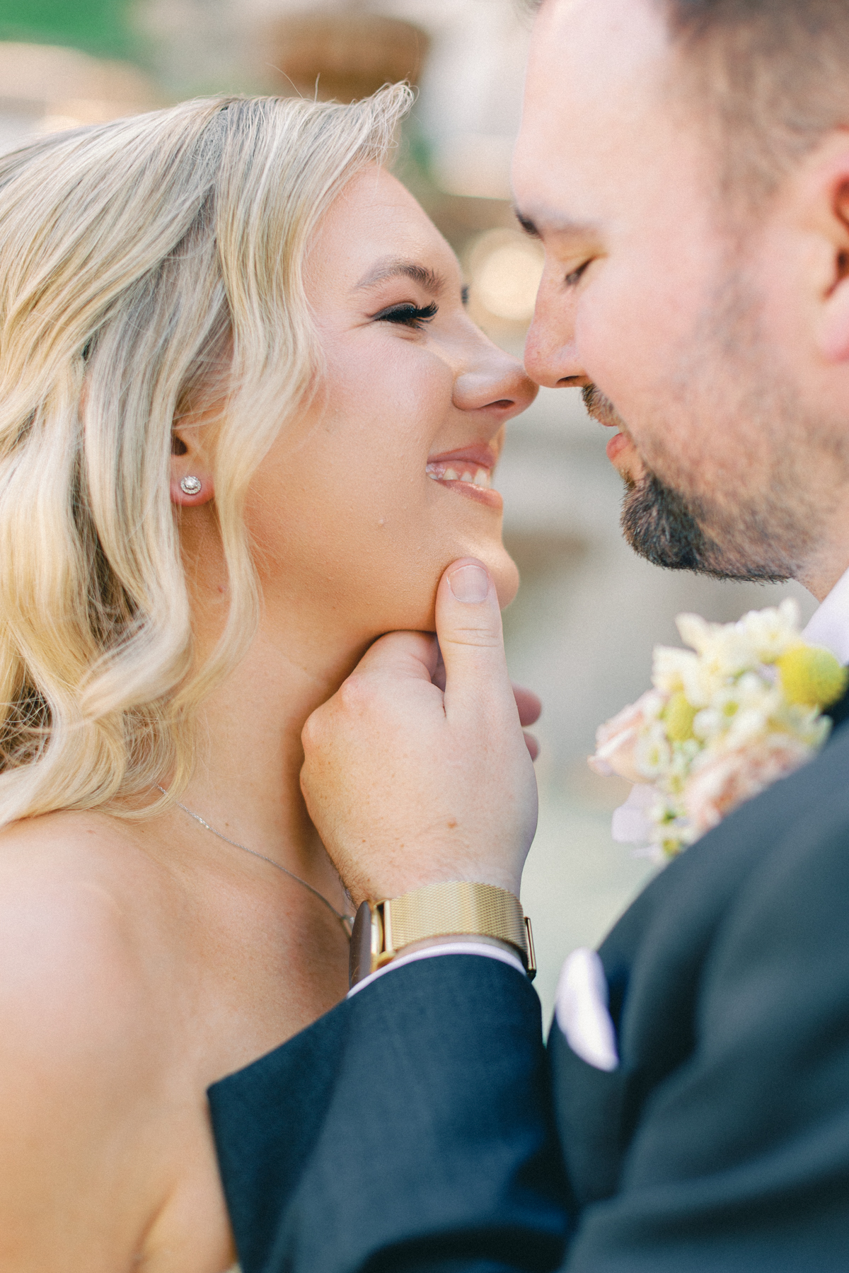 (groom) almost kissing bride