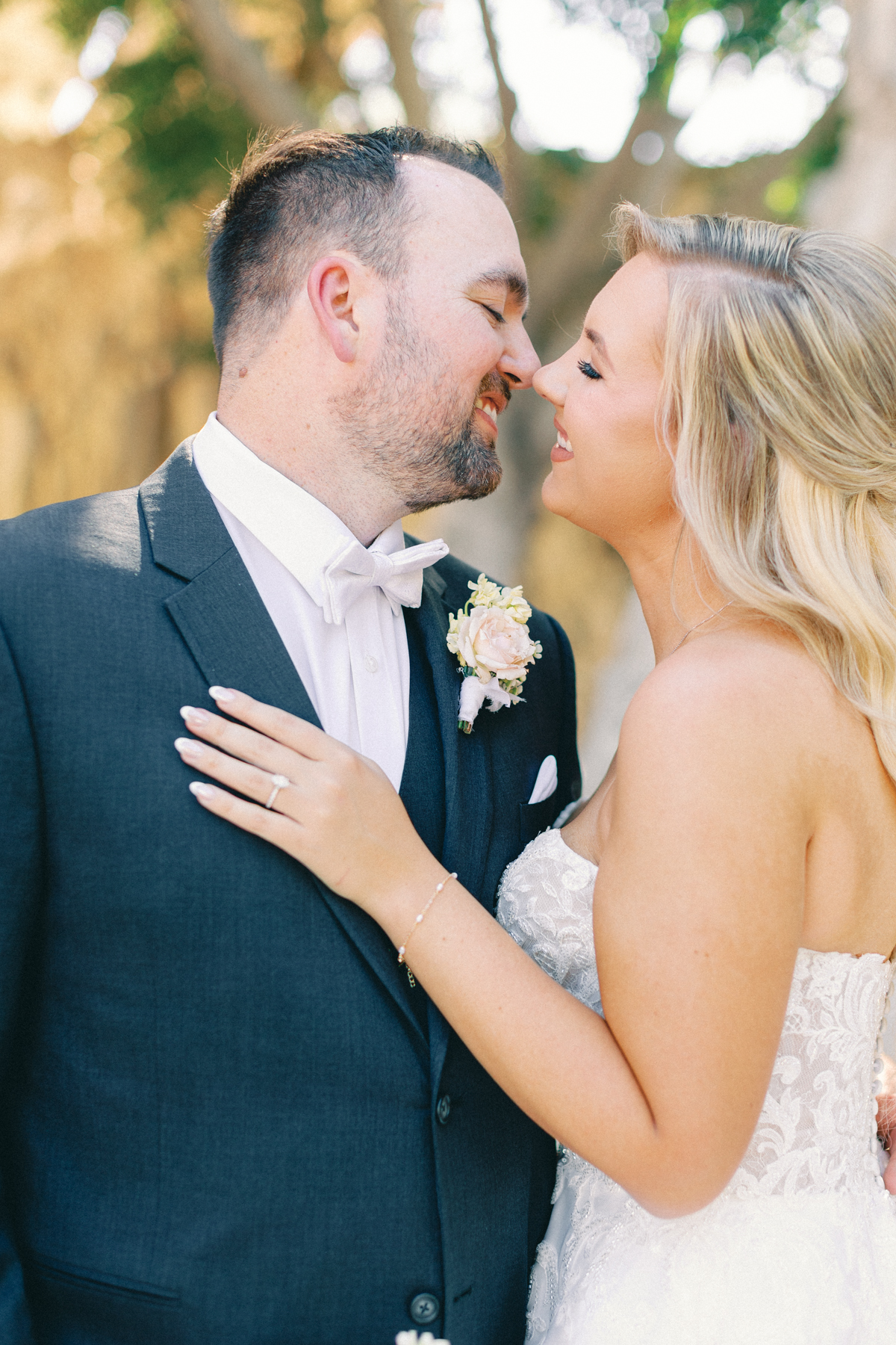 Bride and groom, almost kiss