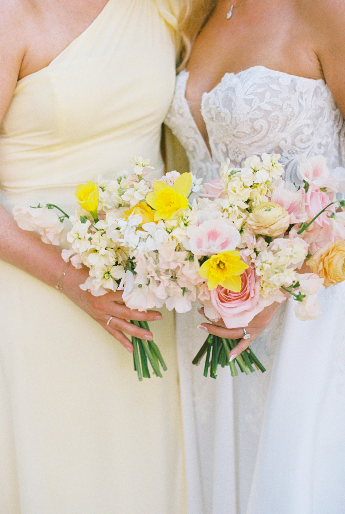 Bridesmaid and bride bouquet