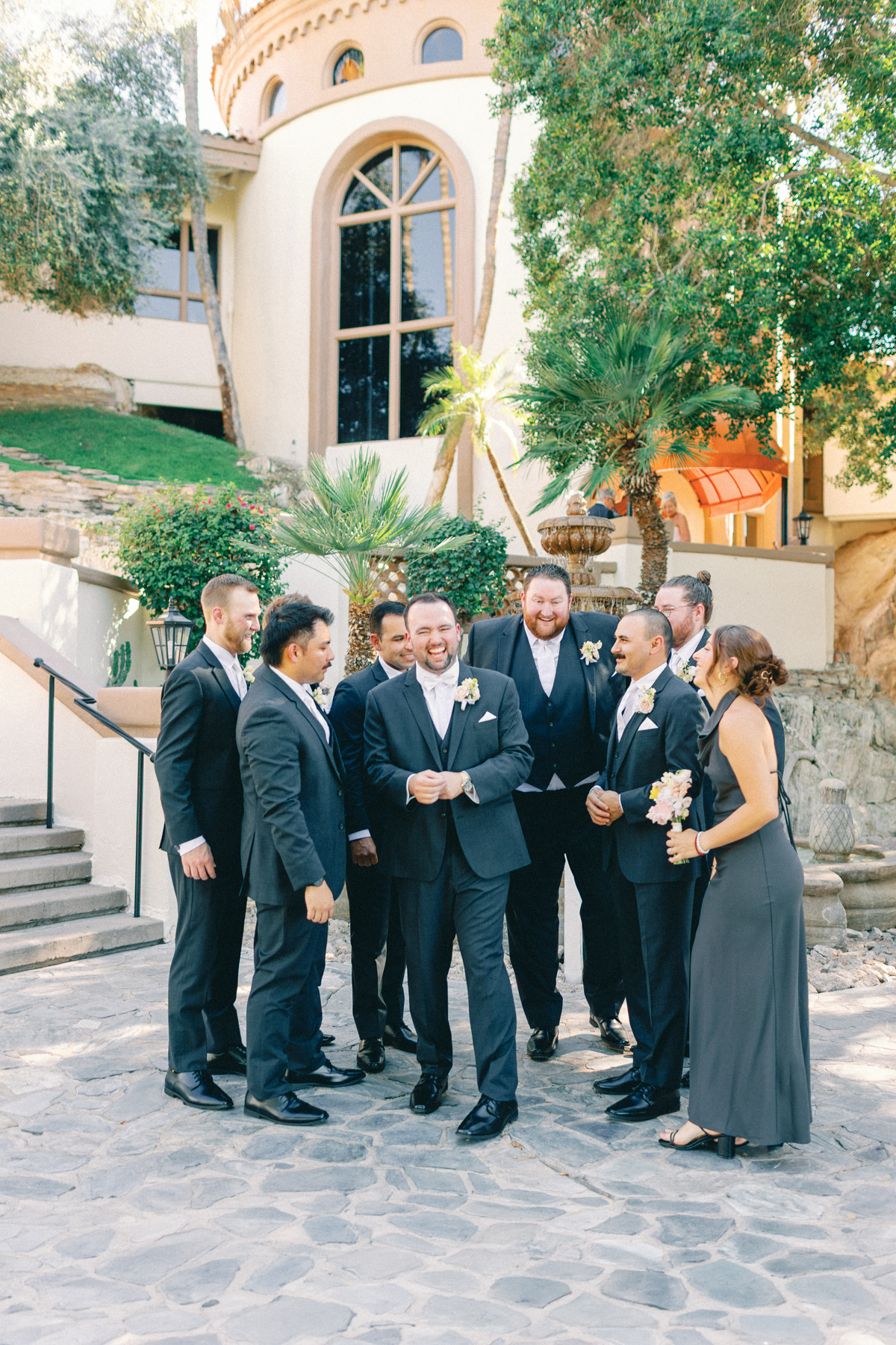 Groomsmen, laughing together
