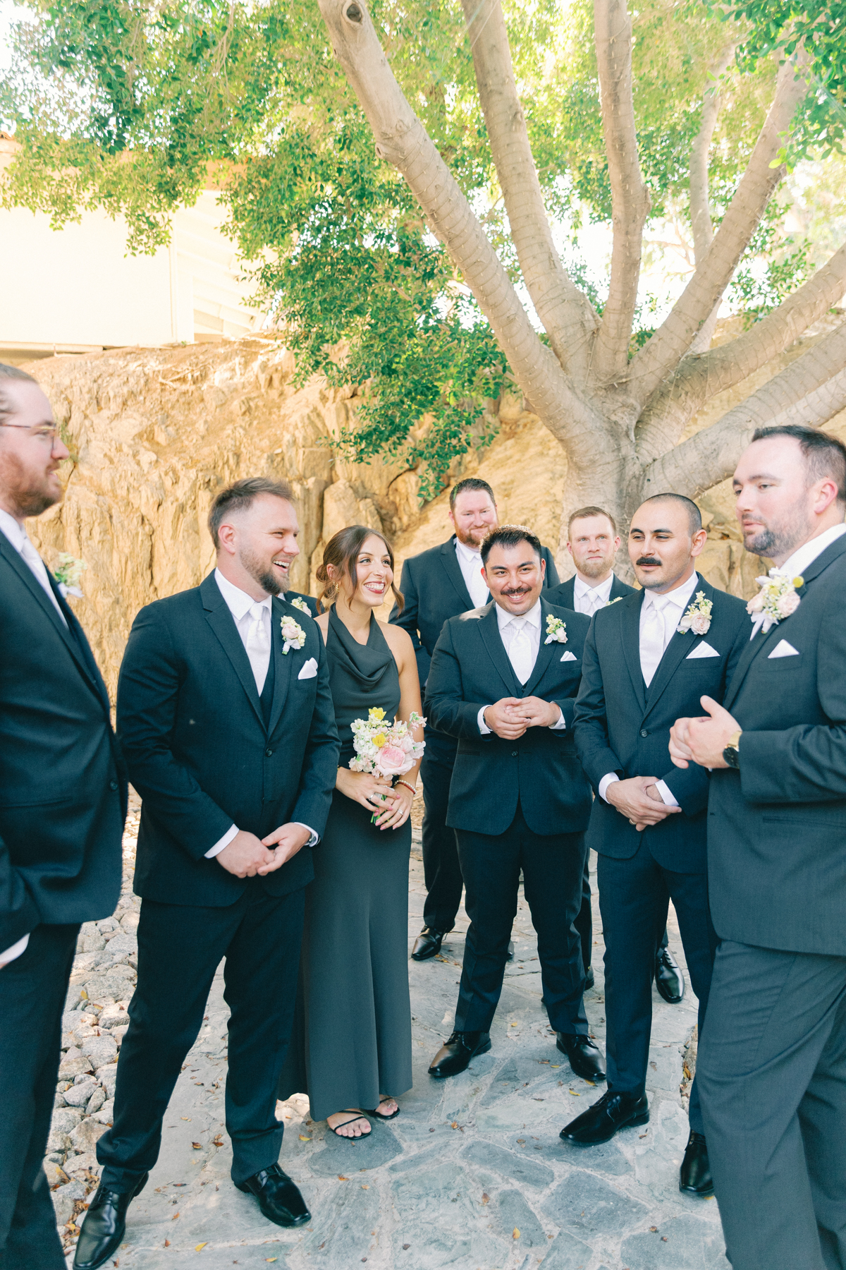 groomsmen laughing