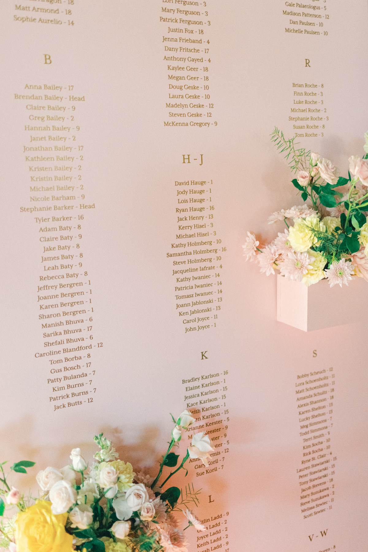 Escort wall with flowers