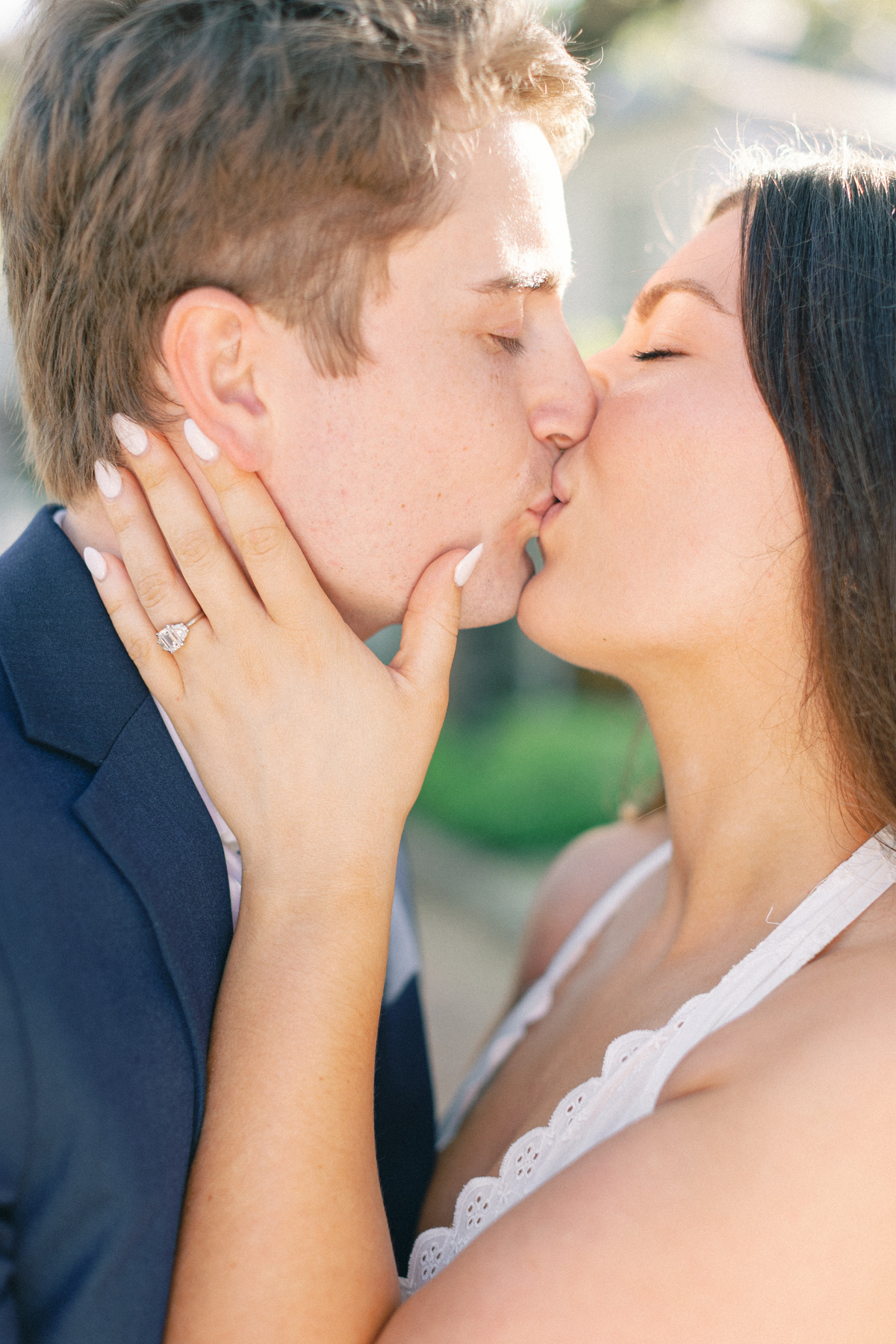 Couple kissing up close