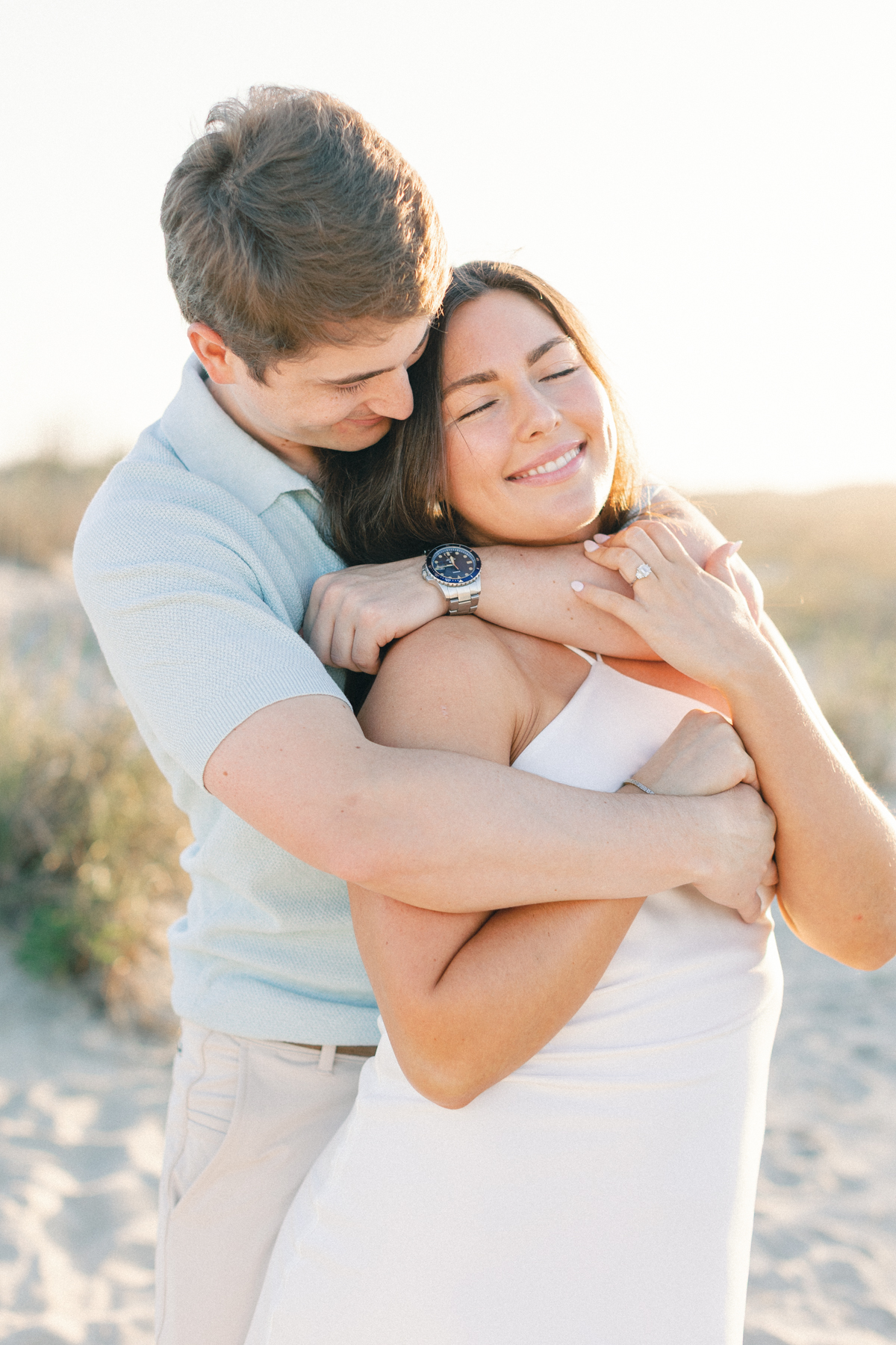 Couple up close snuggle