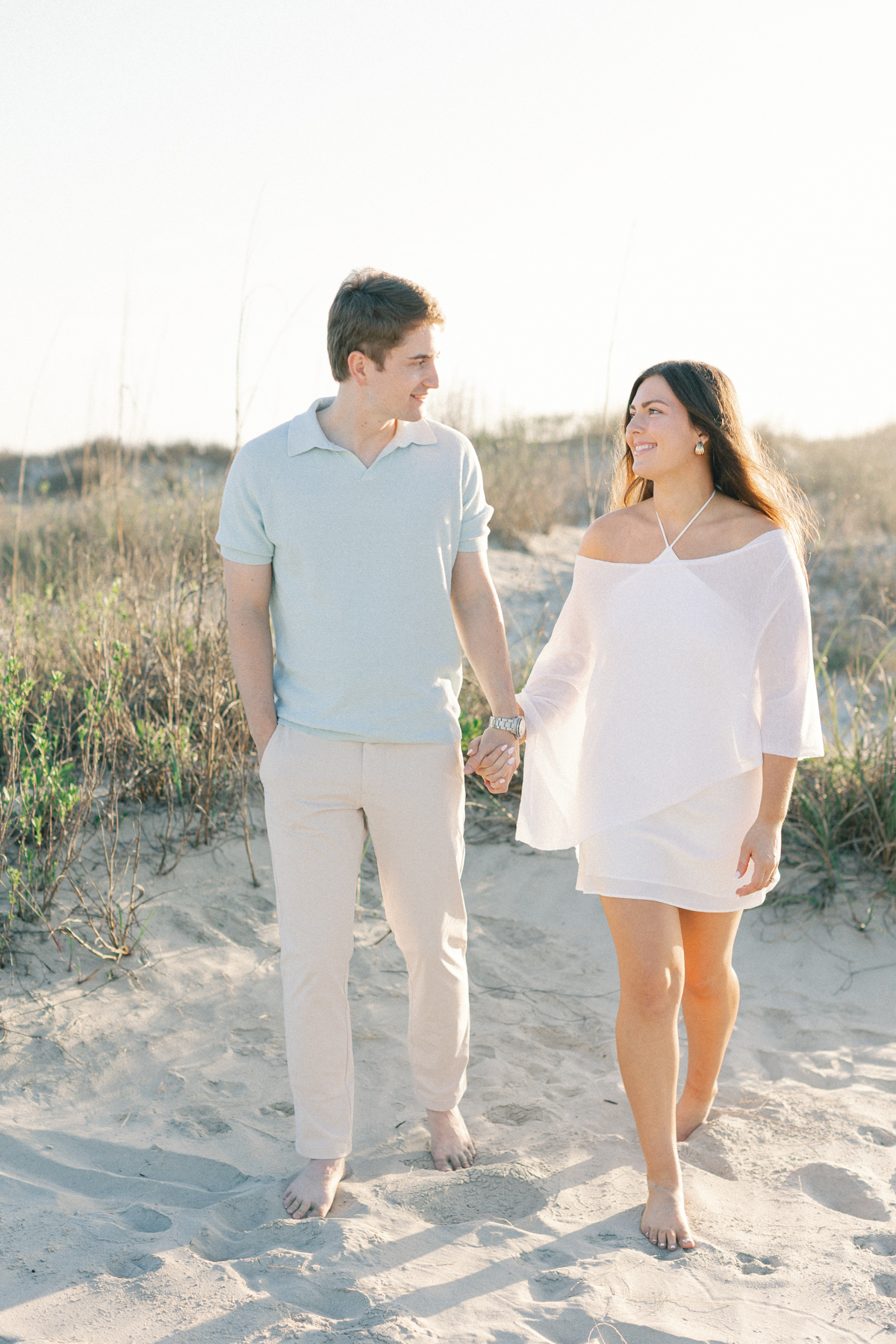 Couple walking towards camera