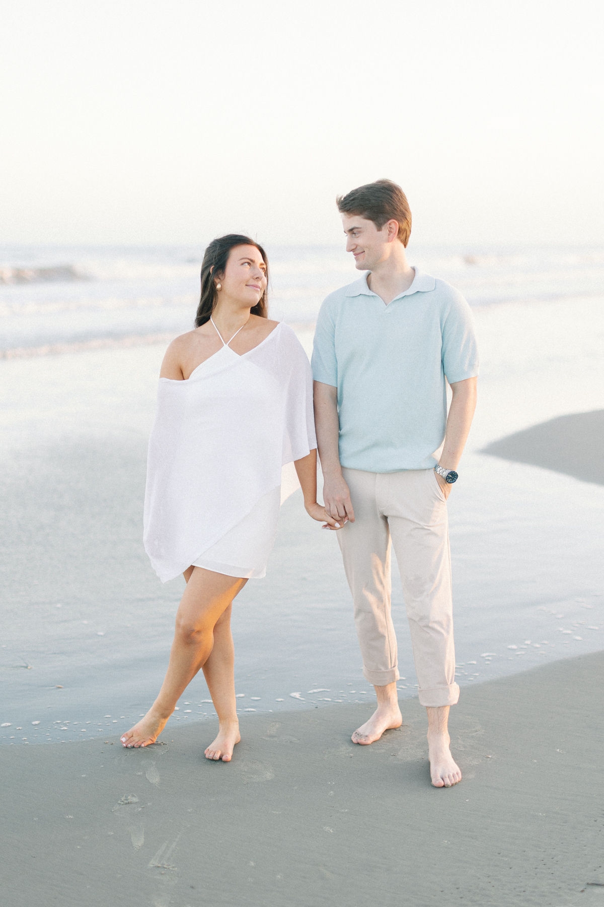 Couple standing in water
